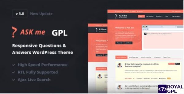 Ask Me Theme GPL Ask Me Theme GPL v7.0.1 – Responsive Questions & Answers WordPress - Image 1