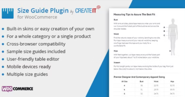 WooCommerce Product Size Guide GPL WooCommerce Product Size Guide GPL